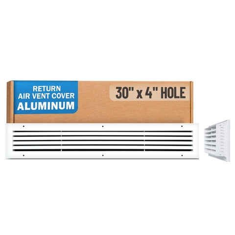 30 x 4-inch White Aluminum bar return grille, packaging
