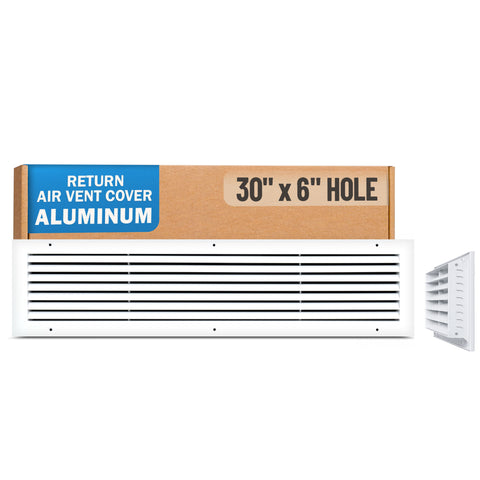 30 x 6-inch White Aluminum bar return grille, packaging