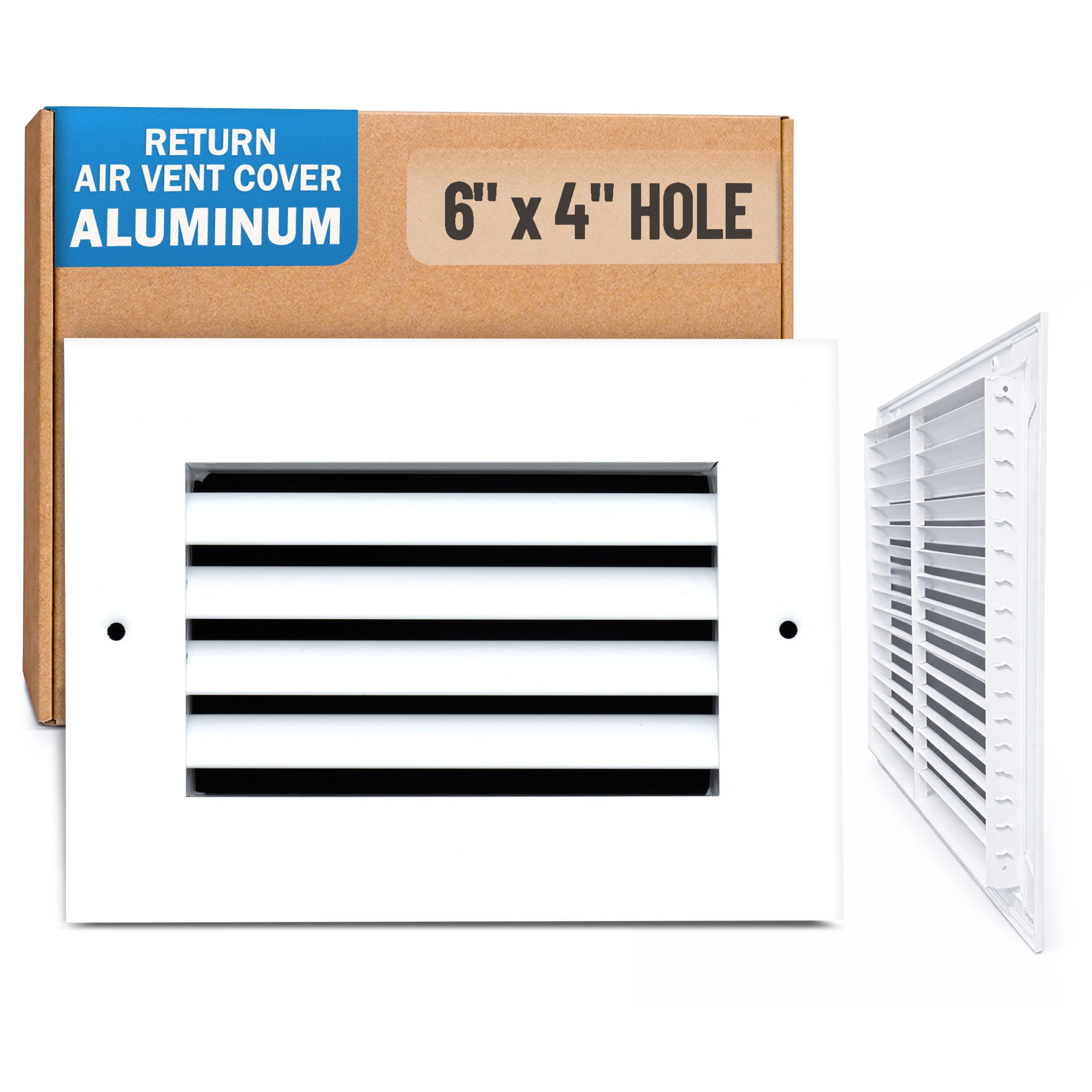 6 x 4-inch White Aluminum bar return grille, packaging