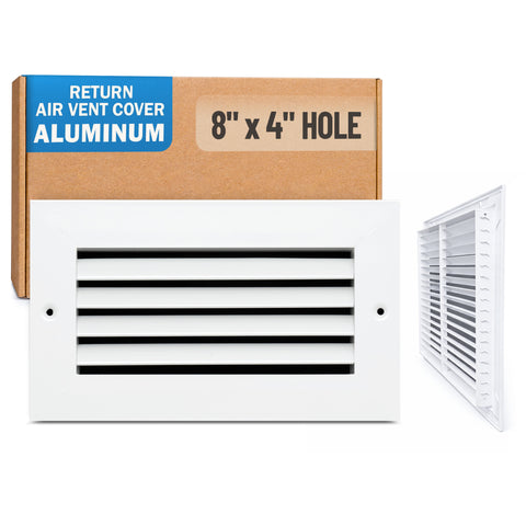 8 x 4-inch White Aluminum bar return grille, packaging