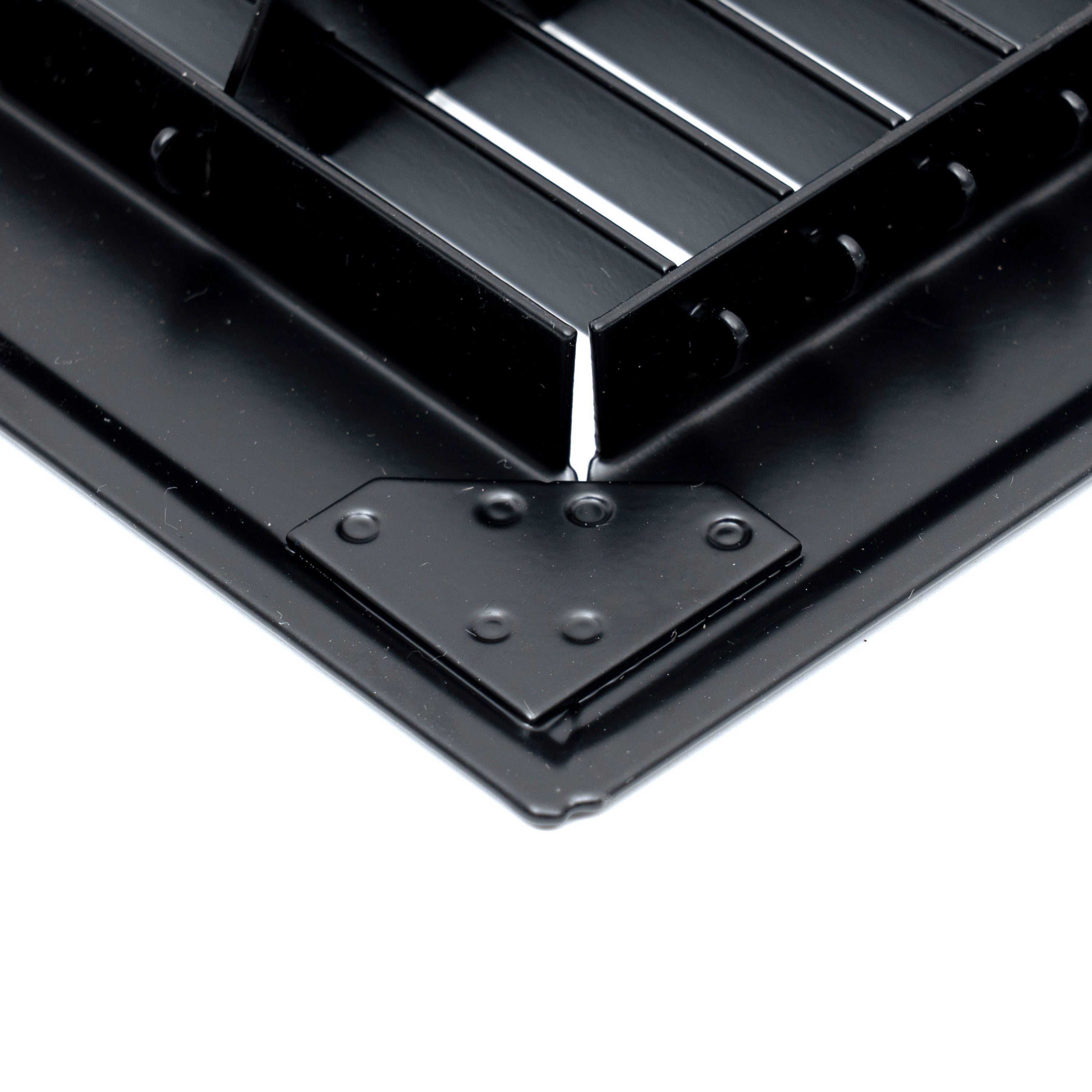 8 x 10-inch Black Steel heavy duty return floor register, frame corner detail