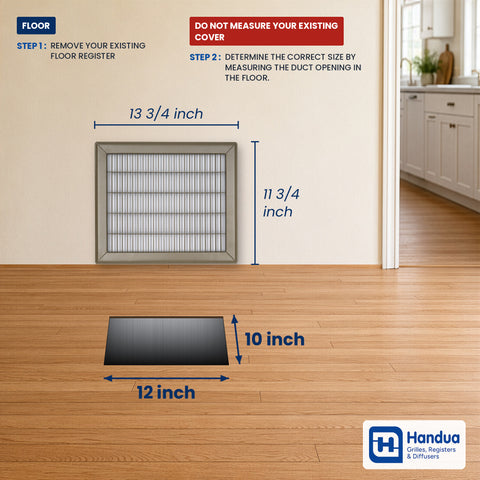 10"x12" Brown Steel Return Air Floor Grille, Walkable Heavy-Duty Fixed-Blade Vent Cover