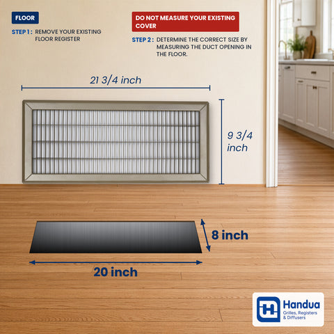 14"x20" Brown Steel Return Air Floor Grille, Walkable Heavy-Duty Fixed-Blade Vent Cover