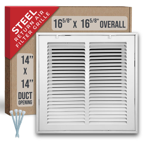 Handua HVAC Steel Return Air Filter Grille [Removable Face Door] for 1-inch Filters Vent Cover Grill for 1-inch Filter, White