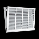 20x14 White Steel Return Air Filter Grille, Removable Door, Plastic Latches, for 1-Inch Filters