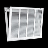 20x16 White Steel Return Air Filter Grille, Removable Door, Plastic Latches, for 1-Inch Filters