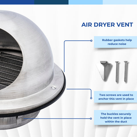 8-inch stainless steel round dryer vent cover with hood, rear view