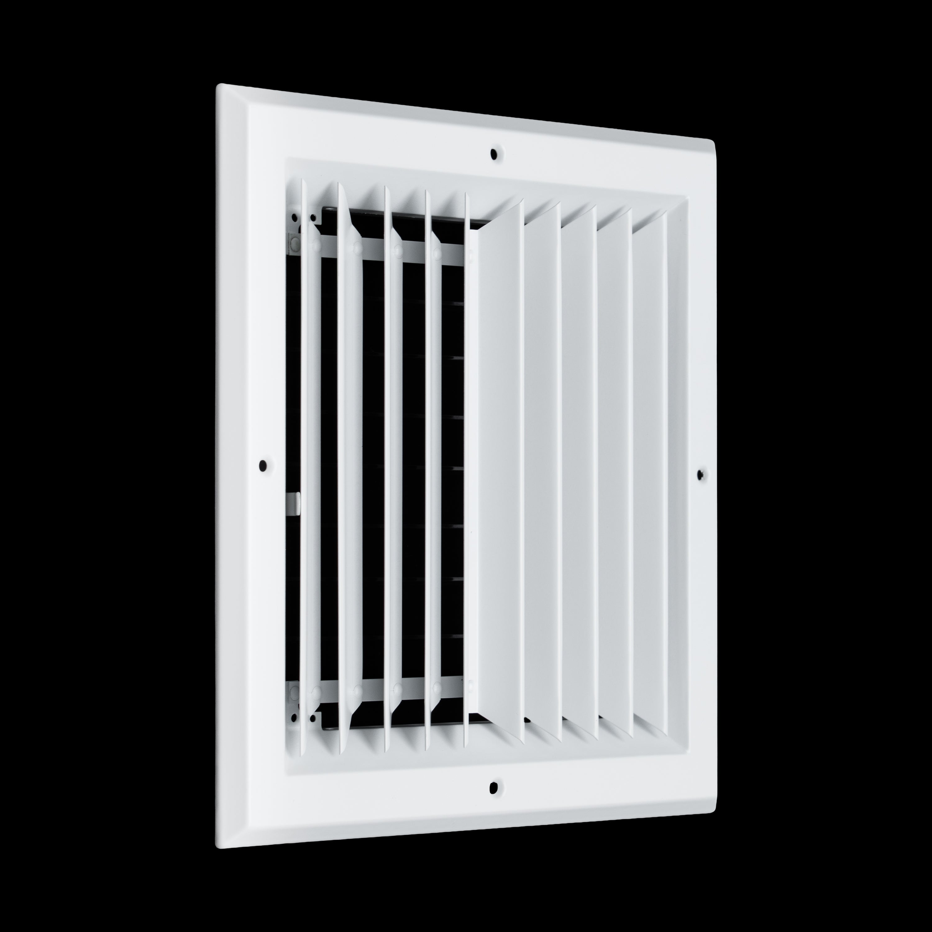 10 x 10-inch White Aluminum square ceiling diffuser, angled view
