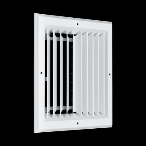 10 x 10-inch White Aluminum square ceiling diffuser, angled view