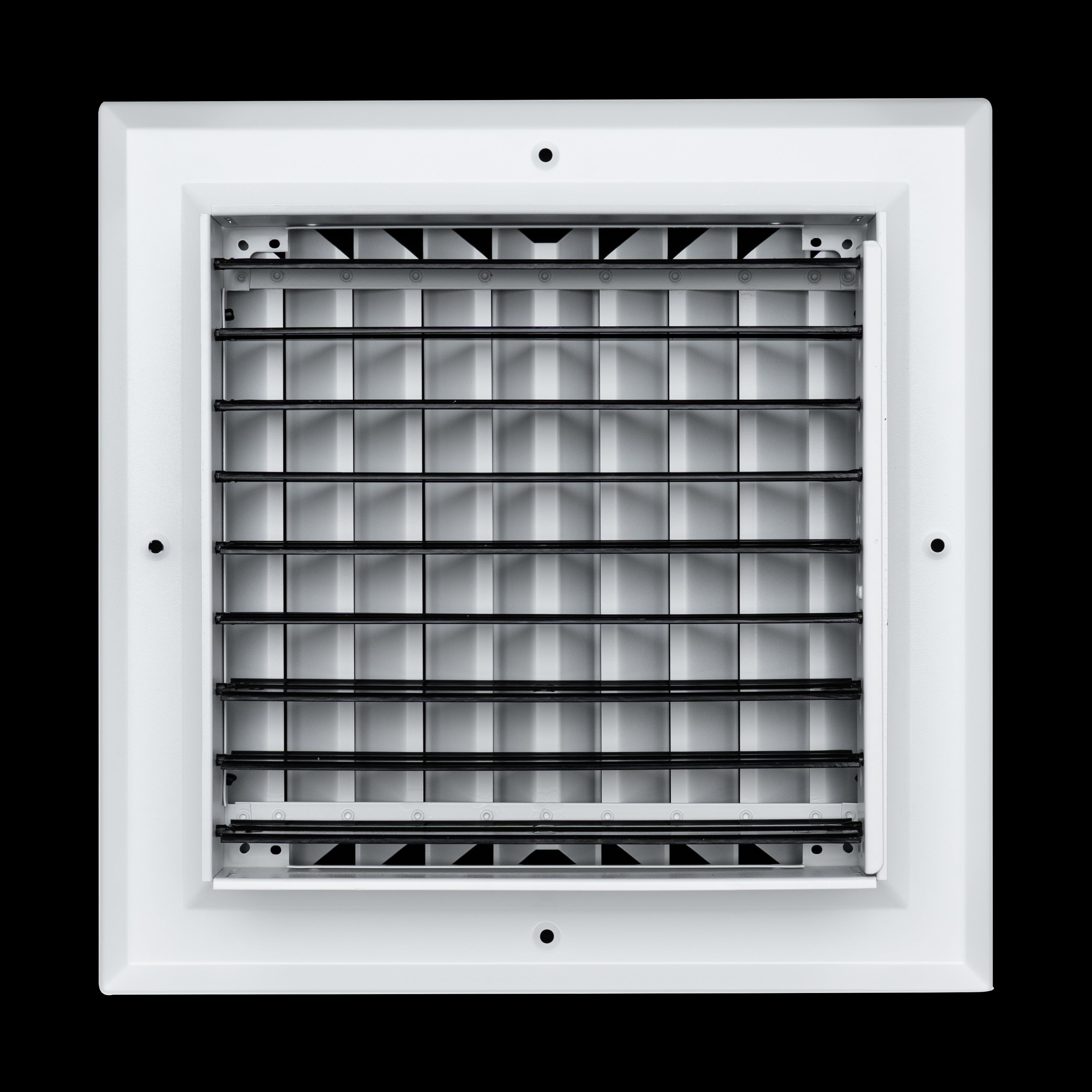10 x 10-inch White Aluminum square ceiling diffuser, rear view