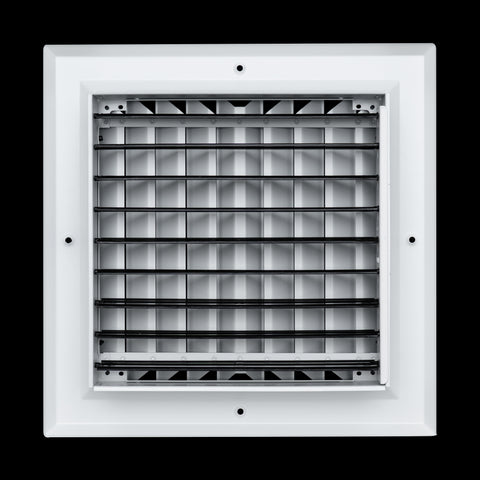 10 x 10-inch White Aluminum square ceiling diffuser, rear view