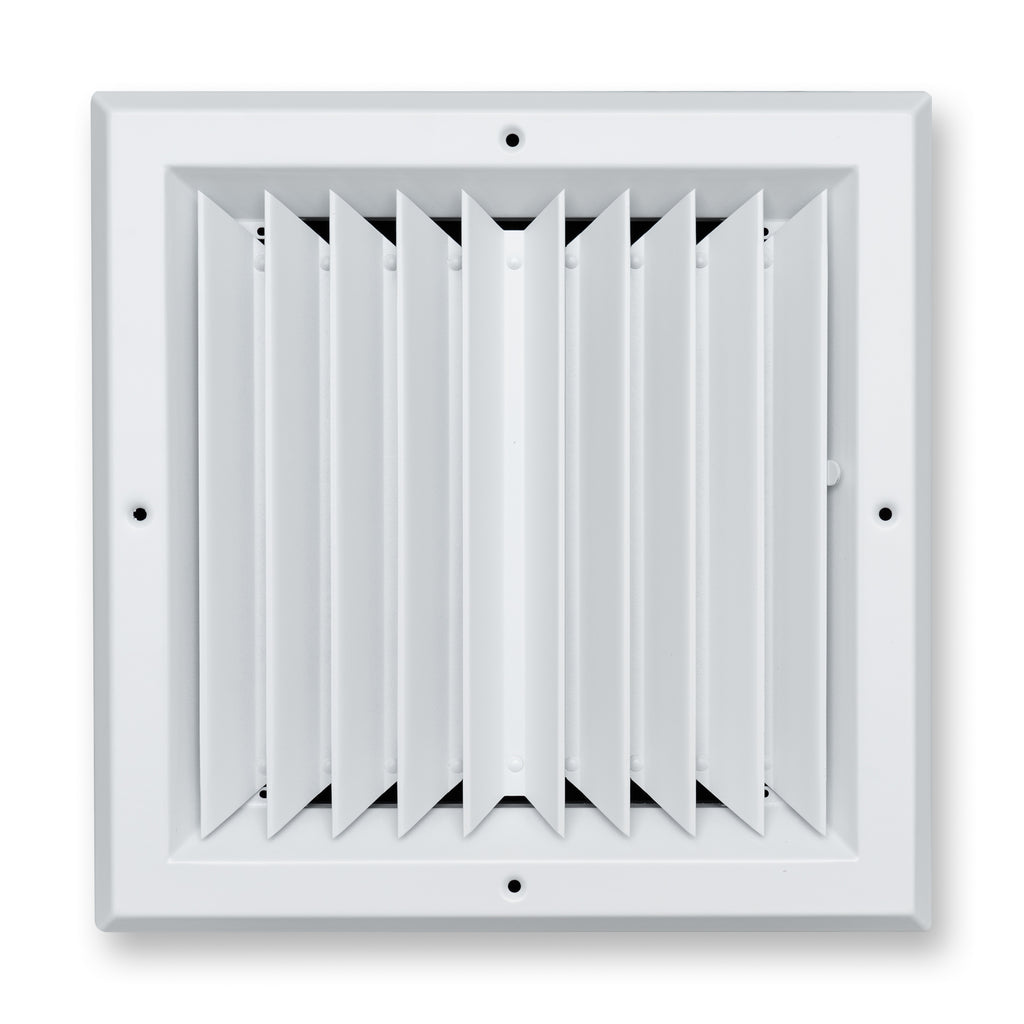 Fits 10x10 Duct Opening 2 Way Aluminum Square Ceiling Diffuser | Register Vent Cover Grille for Ceiling | Rust Proof | White | Outer Dimensions: 11.75" X 11.75"