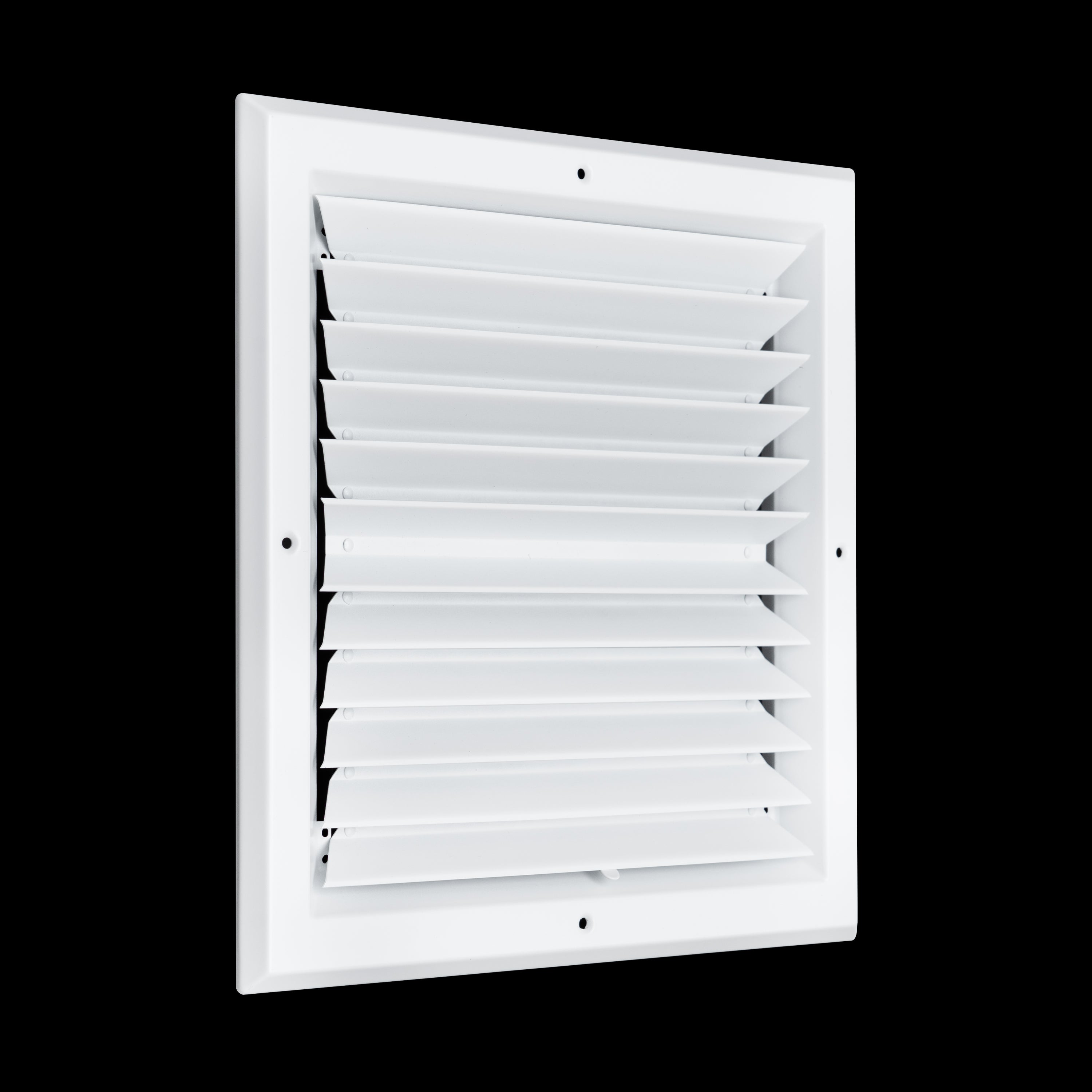 12 x 12-inch White Aluminum square ceiling diffuser, angled view