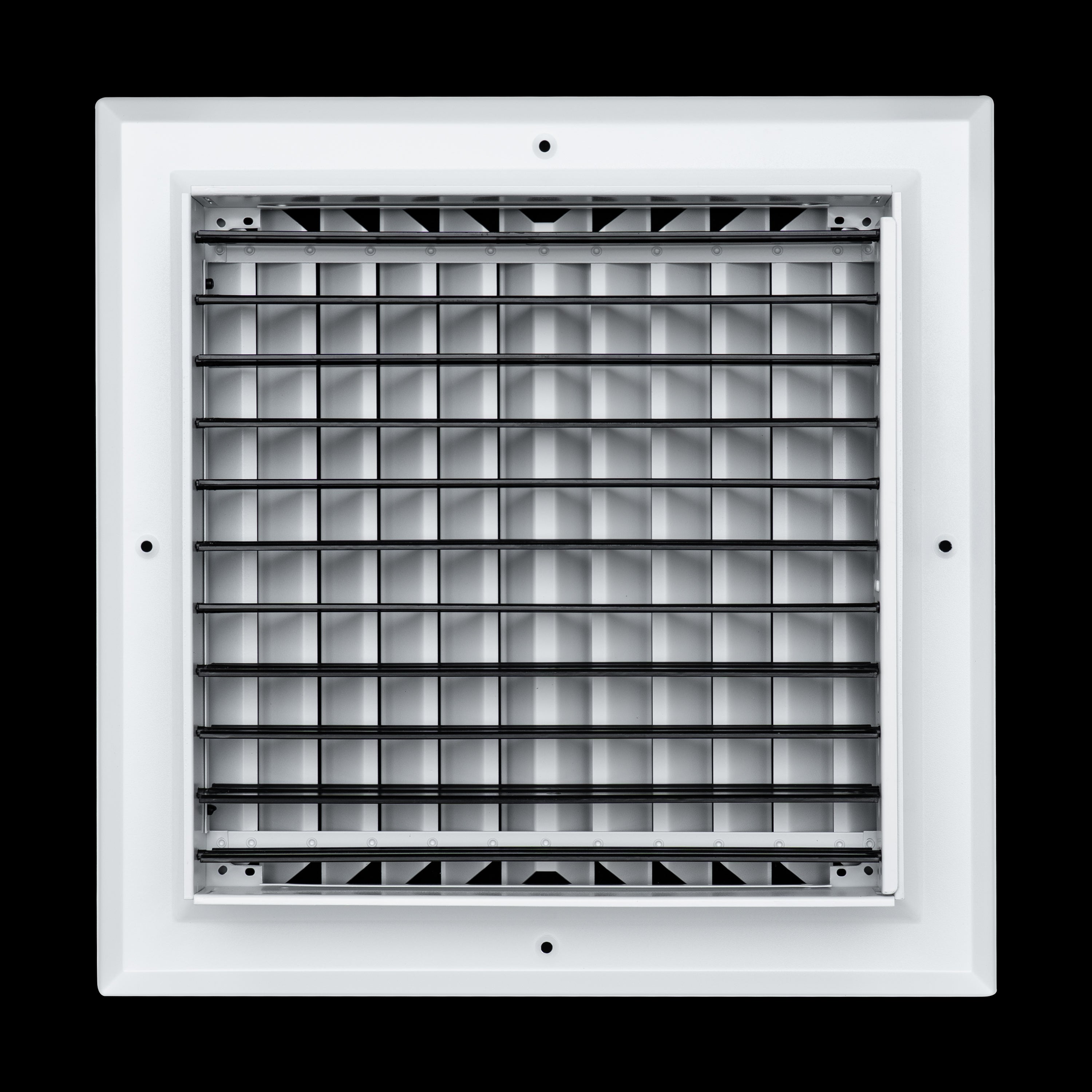 12 x 12-inch White Aluminum square ceiling diffuser, rear view