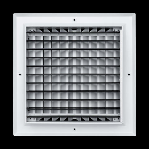 12 x 12-inch White Aluminum square ceiling diffuser, rear view