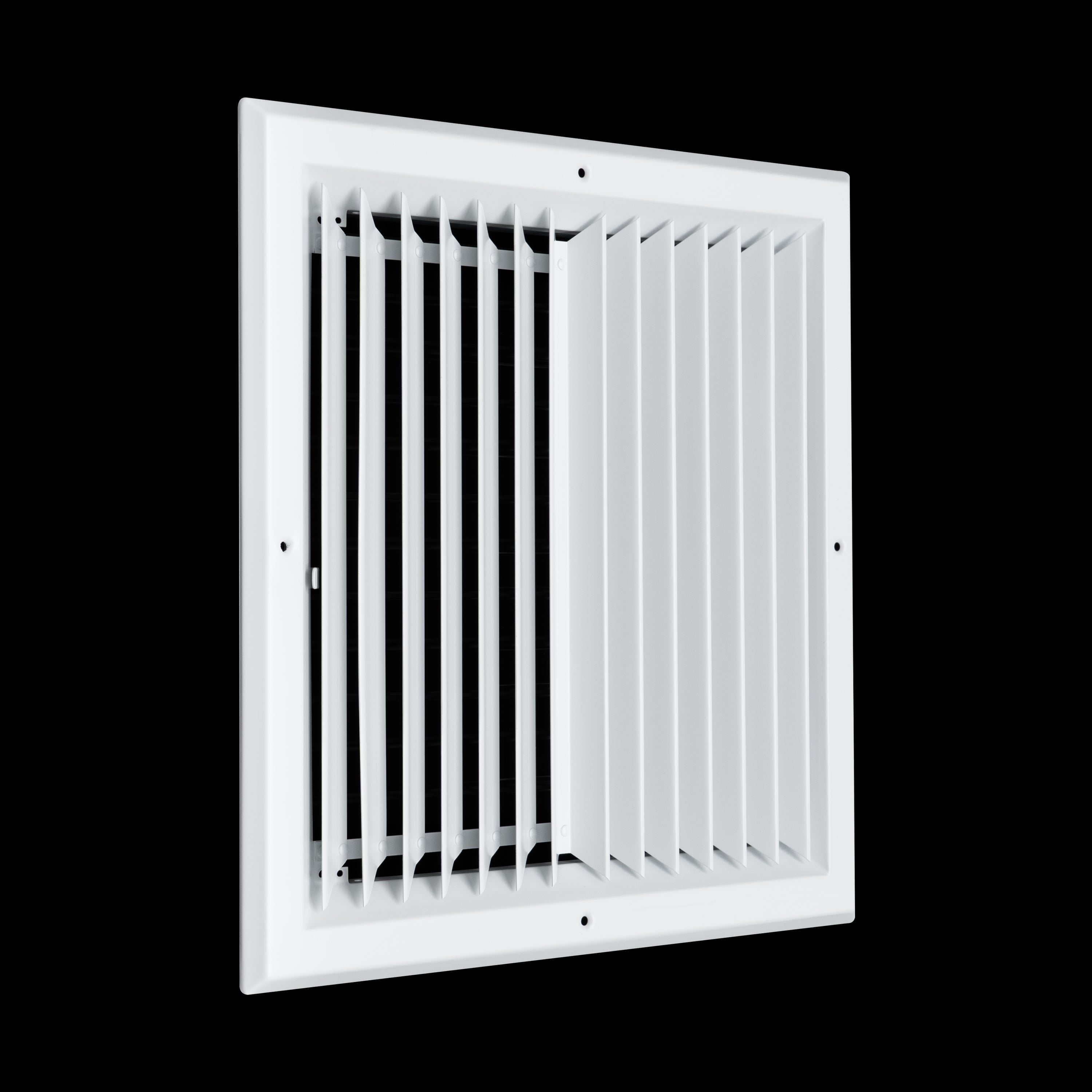 14 x 14-inch White Aluminum square ceiling diffuser, angled view