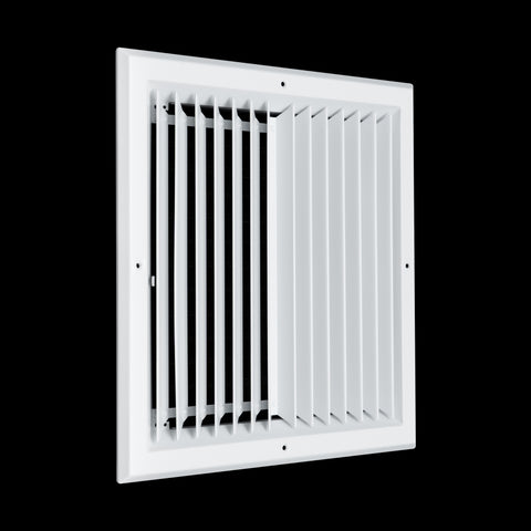 14 x 14-inch White Aluminum square ceiling diffuser, angled view