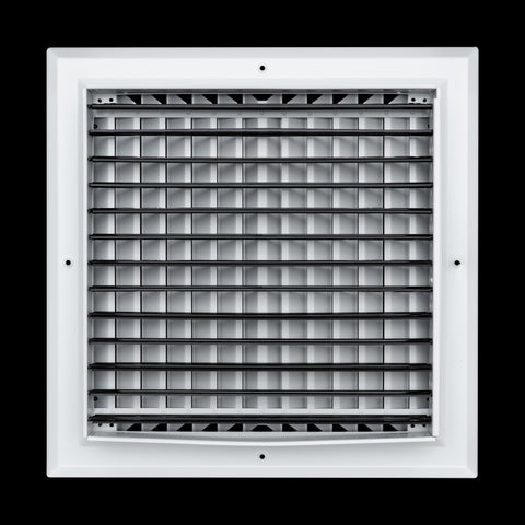 14 x 14-inch White Aluminum square ceiling diffuser, rear view