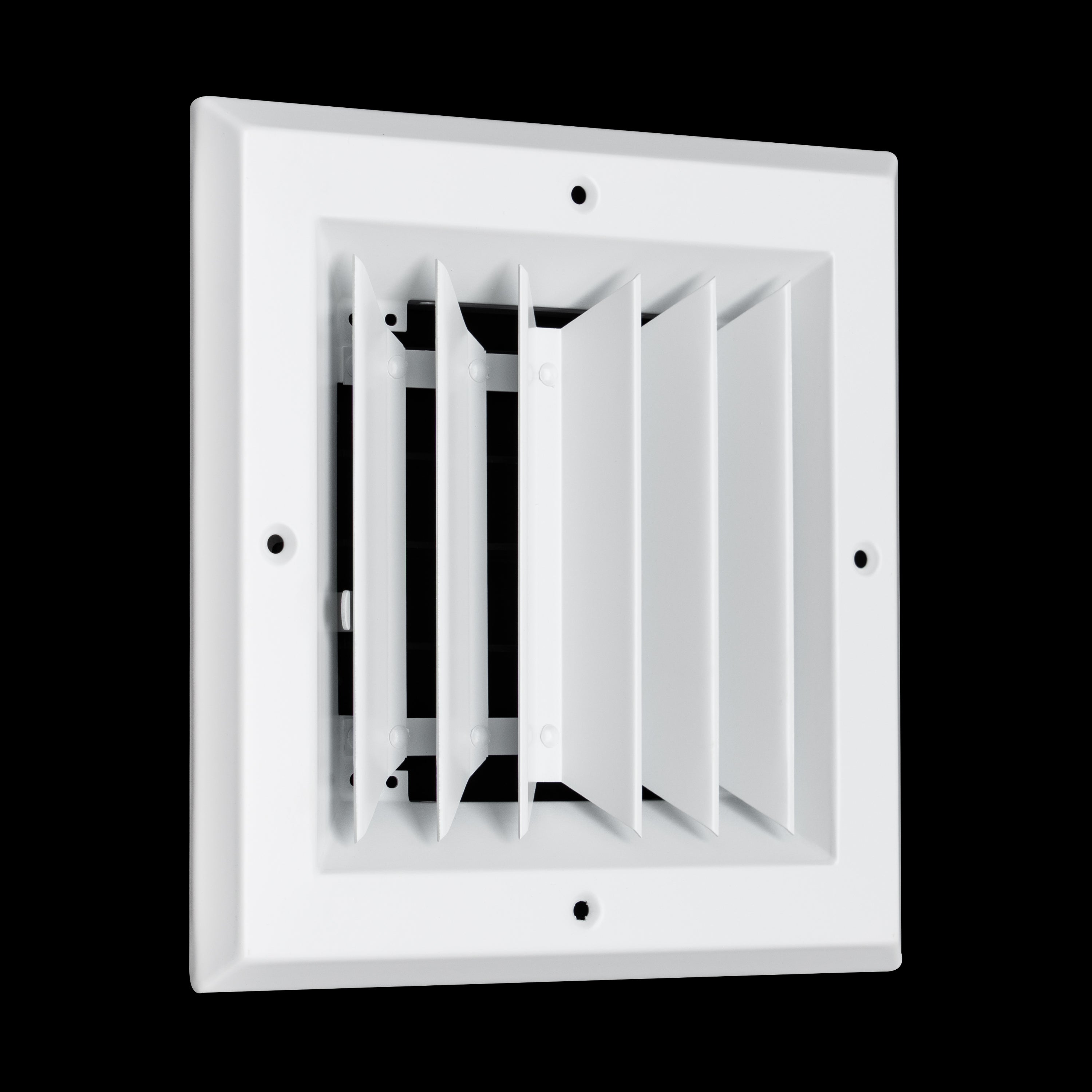 6 x 6-inch White Aluminum square ceiling diffuser, angled view