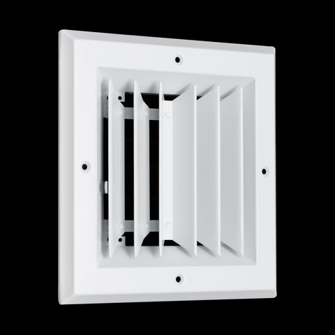 6 x 6-inch White Aluminum square ceiling diffuser, angled view
