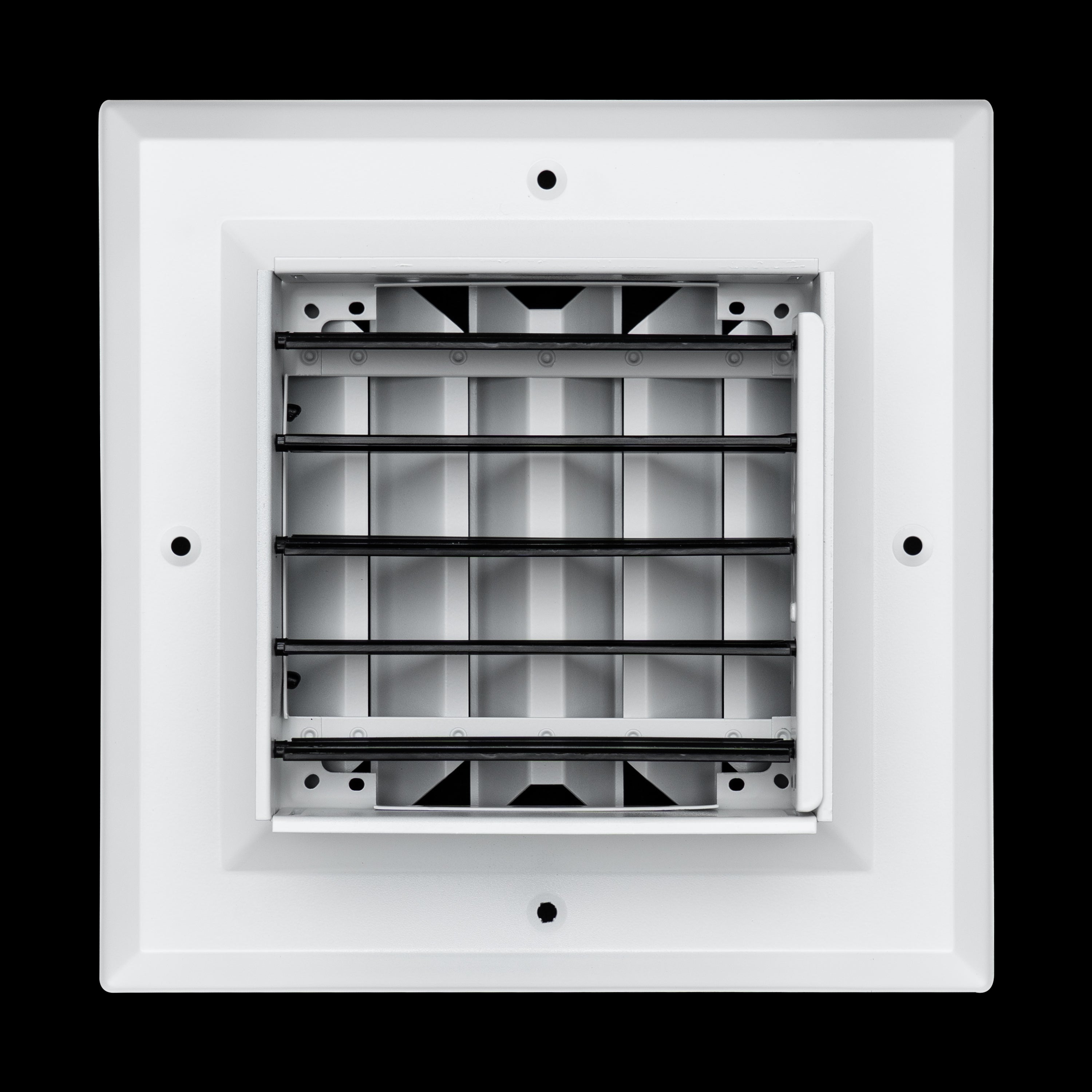 6 x 6-inch White Aluminum square ceiling diffuser, rear view