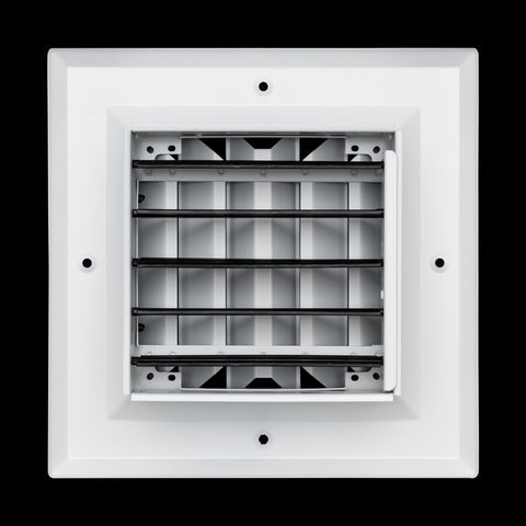 6 x 6-inch White Aluminum square ceiling diffuser, rear view