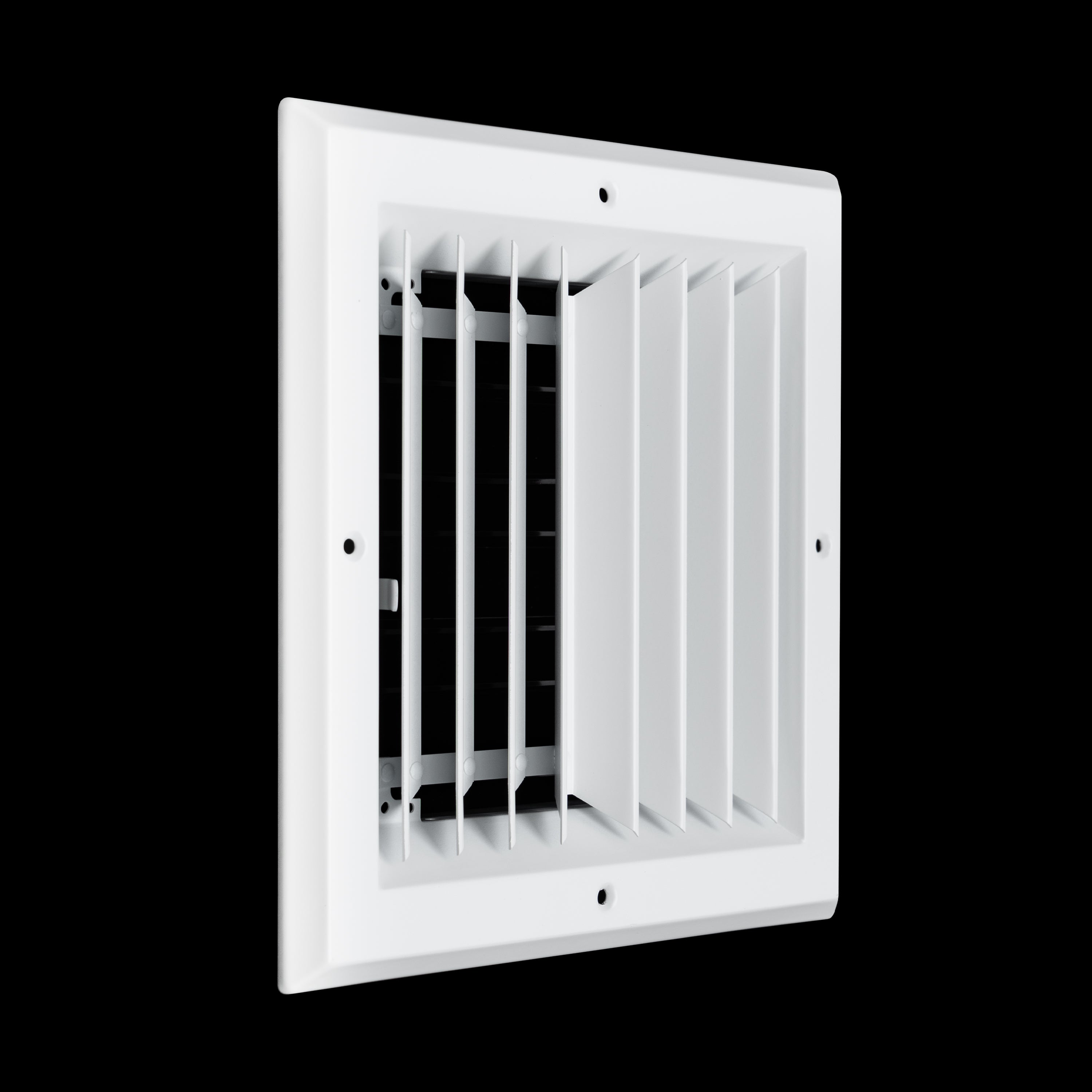 8 x 8-inch White Aluminum square ceiling diffuser, angled view