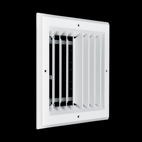 8 x 8-inch White Aluminum square ceiling diffuser, angled view