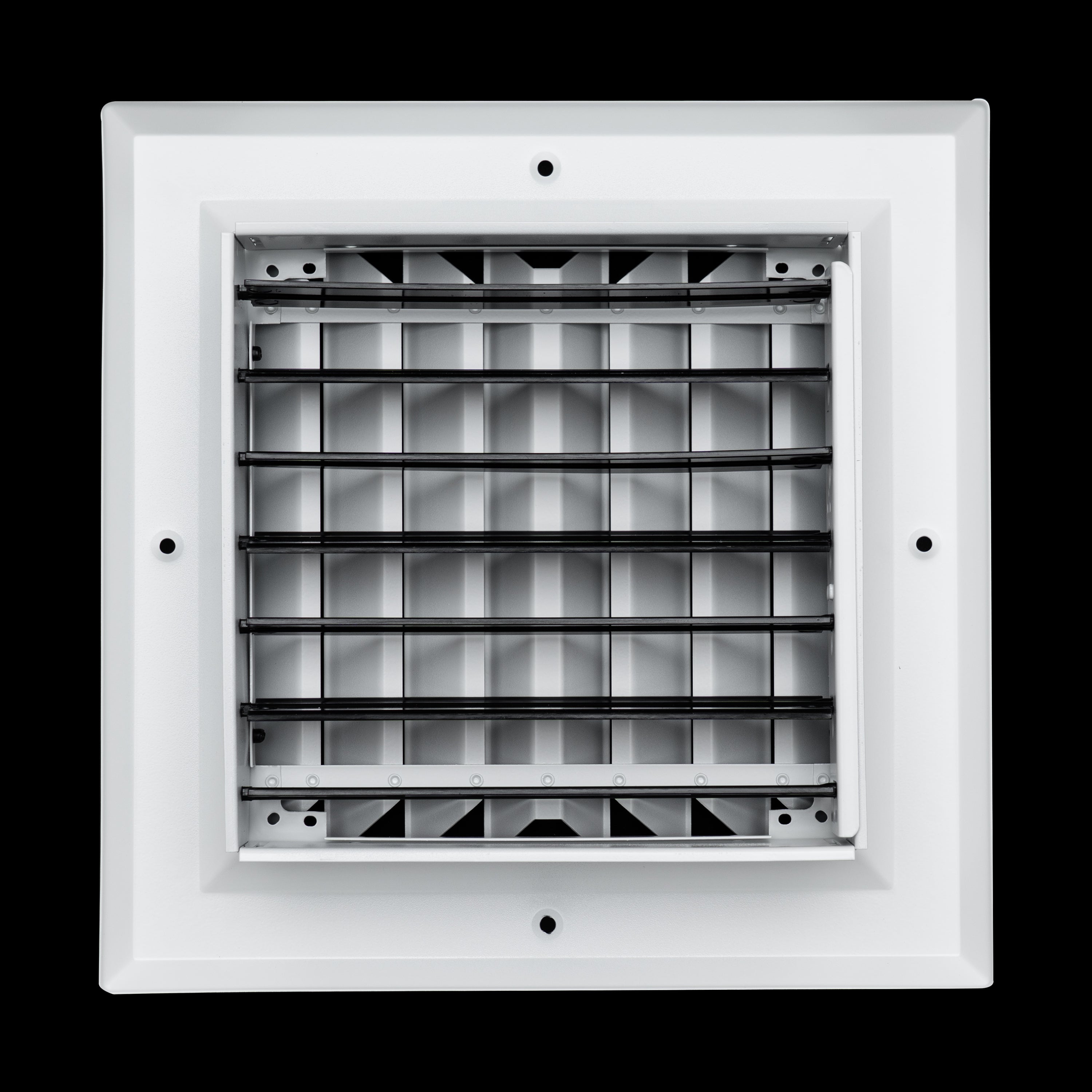 8 x 8-inch White Aluminum square ceiling diffuser, rear view