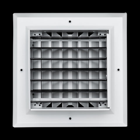 8 x 8-inch White Aluminum square ceiling diffuser, rear view
