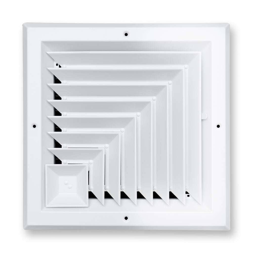Fits 10x10 Duct Opening 2 Way Aluminum Square Ceiling Diffuser | Register Vent Cover Grille for Ceiling | Rust Proof | White | Outer Dimensions: 11.75" X 11.75"