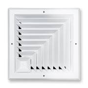 10 x 10-inch White Aluminum square ceiling diffuser, front view