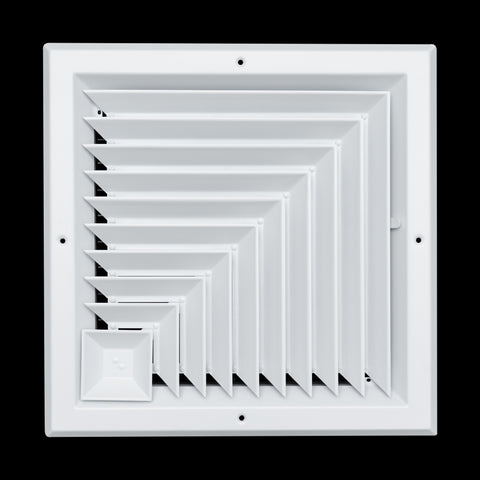 Fits 12x12 Duct Opening 2 Way Aluminum Square Ceiling Diffuser | Register Vent Cover Grille for Ceiling | Rust Proof | White | Outer Dimensions: 13.75" X 13.75"