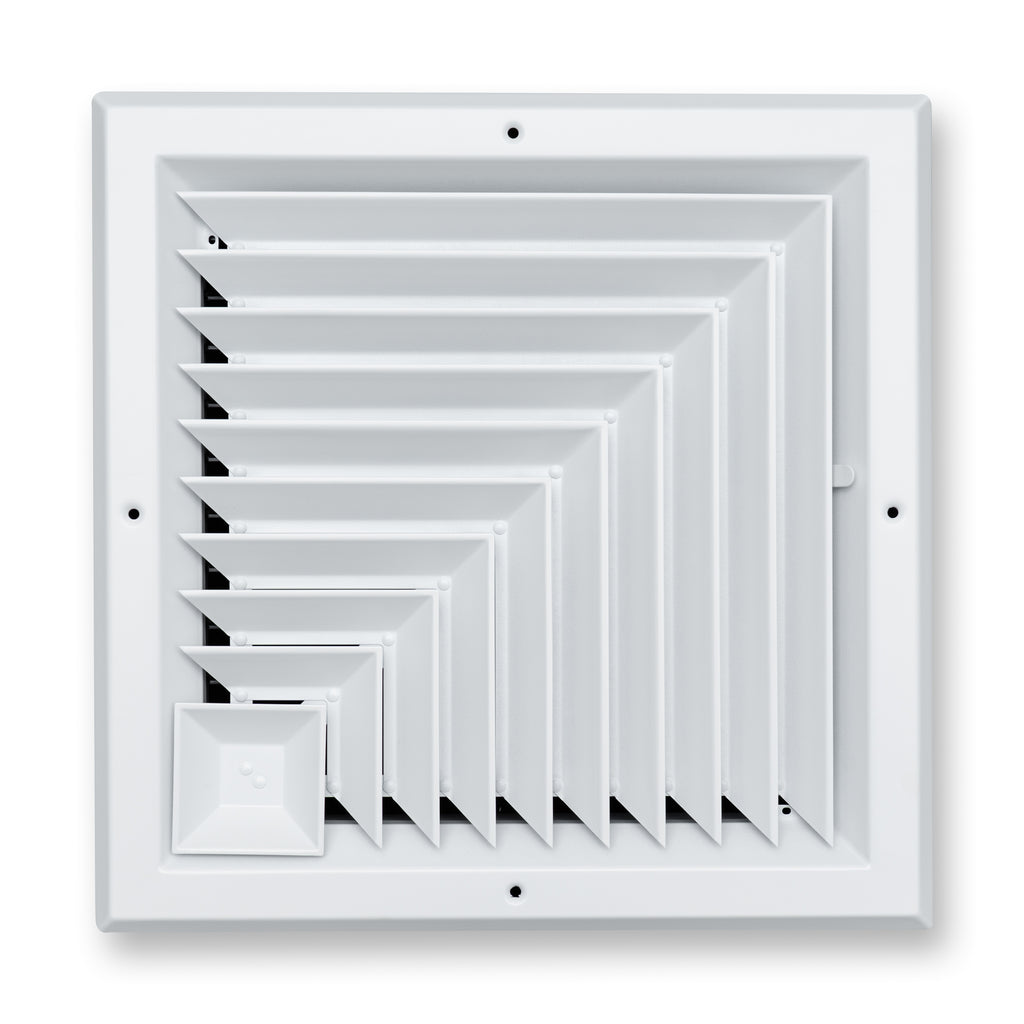 Fits 12x12 Duct Opening 2 Way Aluminum Square Ceiling Diffuser | Register Vent Cover Grille for Ceiling | Rust Proof | White | Outer Dimensions: 13.75" X 13.75"