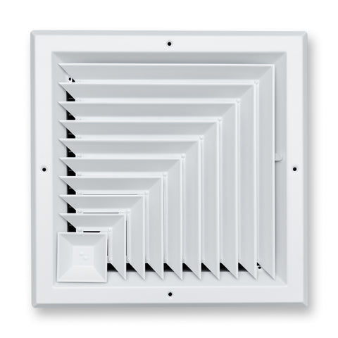 Fits 12x12 Duct Opening 2 Way Aluminum Square Ceiling Diffuser | Register Vent Cover Grille for Ceiling | Rust Proof | White | Outer Dimensions: 13.75" X 13.75"