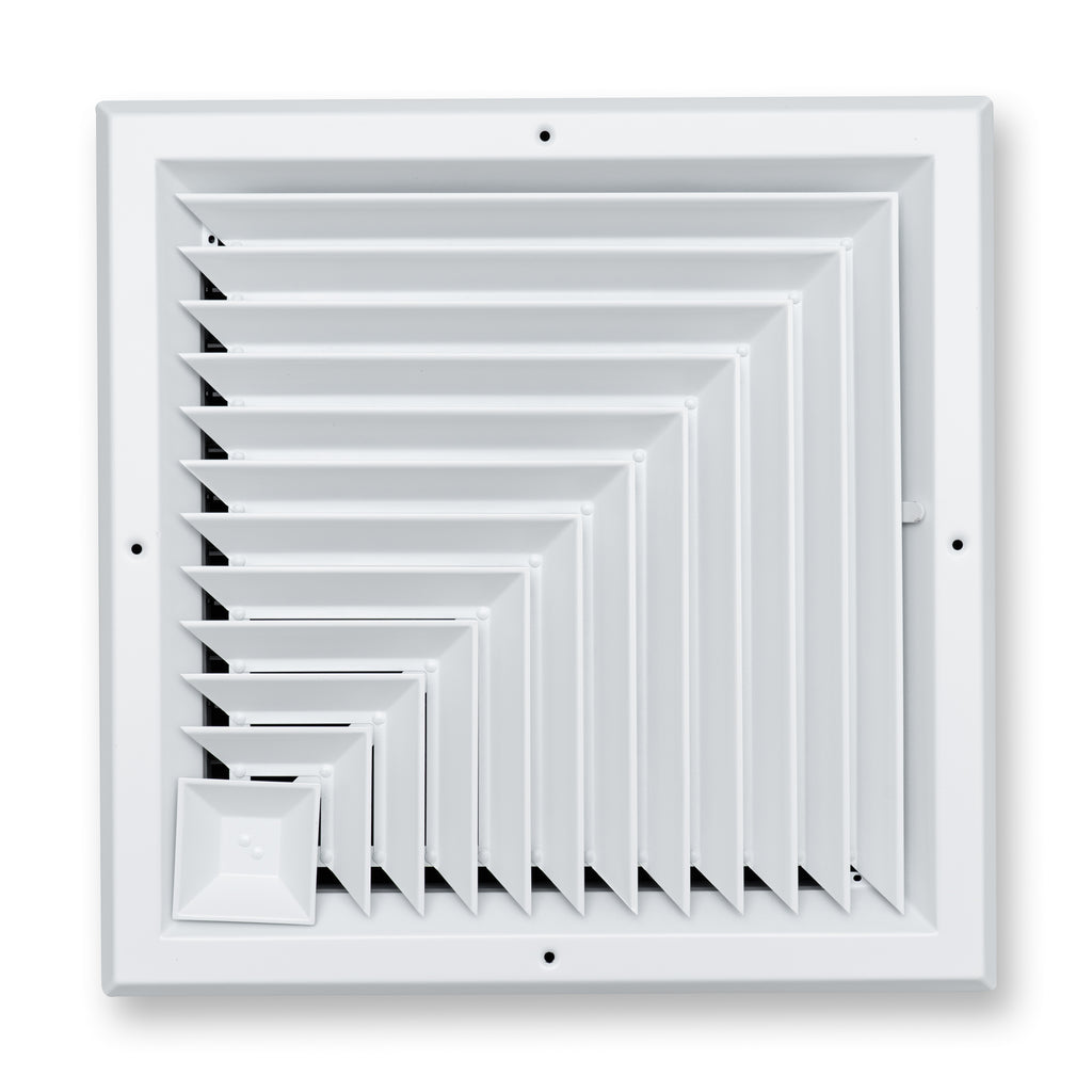 Fits 14x14 Duct Opening 2 Way Aluminum Square Ceiling Diffuser | Register Vent Cover Grille for Ceiling | Rust Proof | White | Outer Dimensions: 15.75" X 15.75"