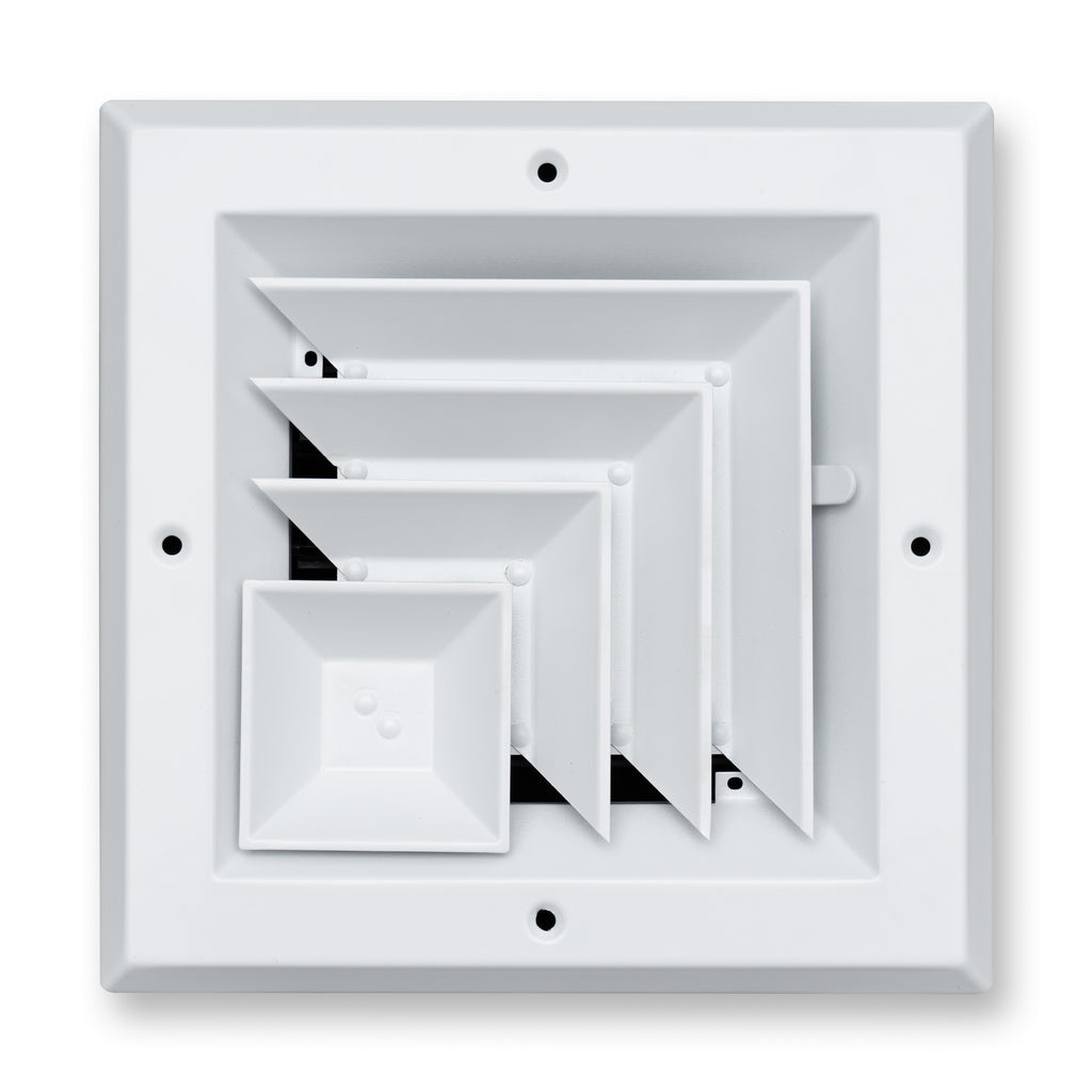 Fits 6x6 Duct Opening 2 Way Aluminum Square Ceiling Diffuser | Register Vent Cover Grille for Ceiling | Rust Proof | White | Outer Dimensions: 7.75" X 7.75"