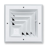 6 x 6-inch White Aluminum square ceiling diffuser, front view