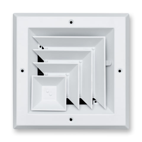 Fits 6x6 Duct Opening 2 Way Aluminum Square Ceiling Diffuser | Register Vent Cover Grille for Ceiling | Rust Proof | White | Outer Dimensions: 7.75" X 7.75"