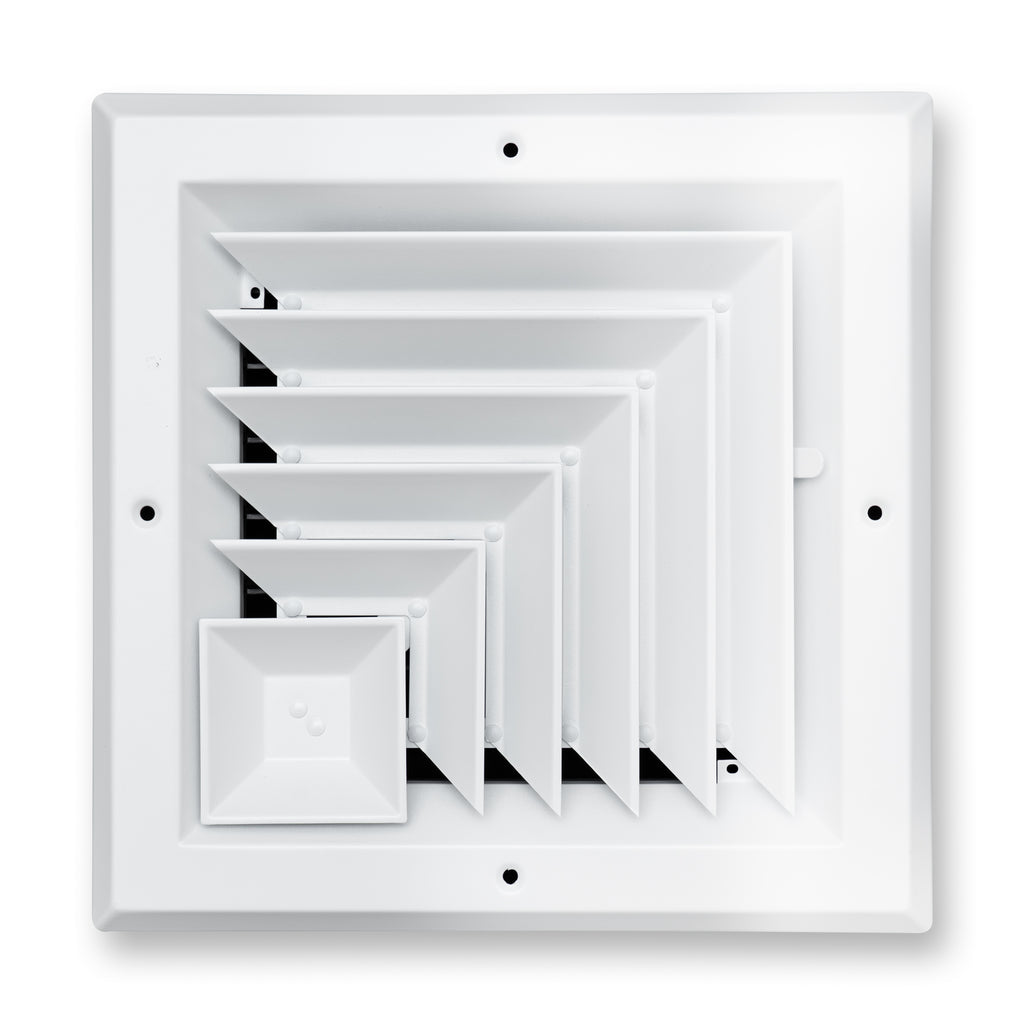 Fits 8x8 Duct Opening 2 Way Aluminum Square Ceiling Diffuser | Register Vent Cover Grille for Ceiling | Rust Proof | White | Outer Dimensions: 9.75" X 9.75"