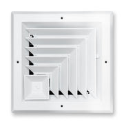 8 x 8-inch White Aluminum square ceiling diffuser, front view