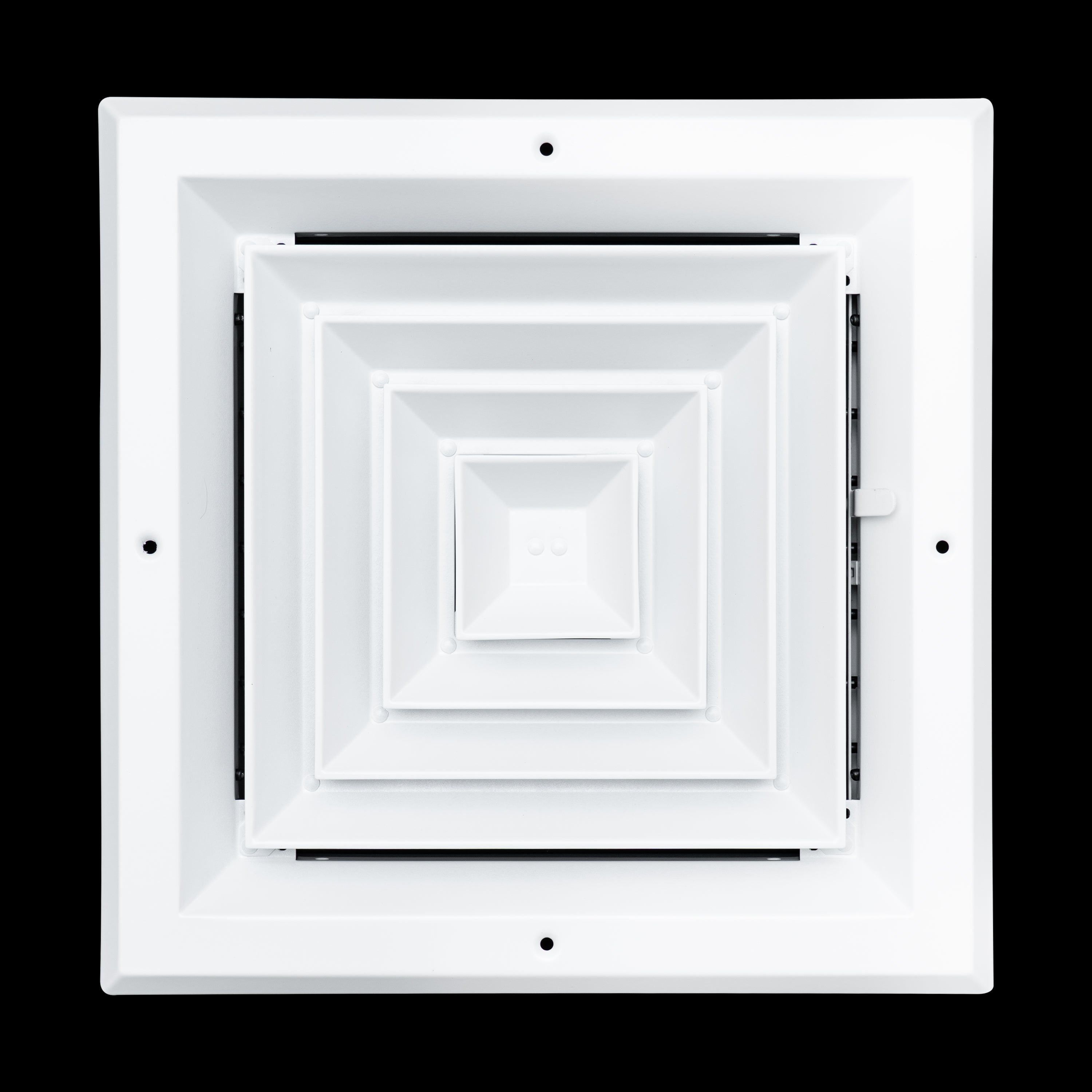 10 x 10-inch White Aluminum square ceiling diffuser, front view 2