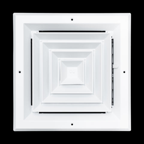 10 x 10-inch White Aluminum square ceiling diffuser, front view 2