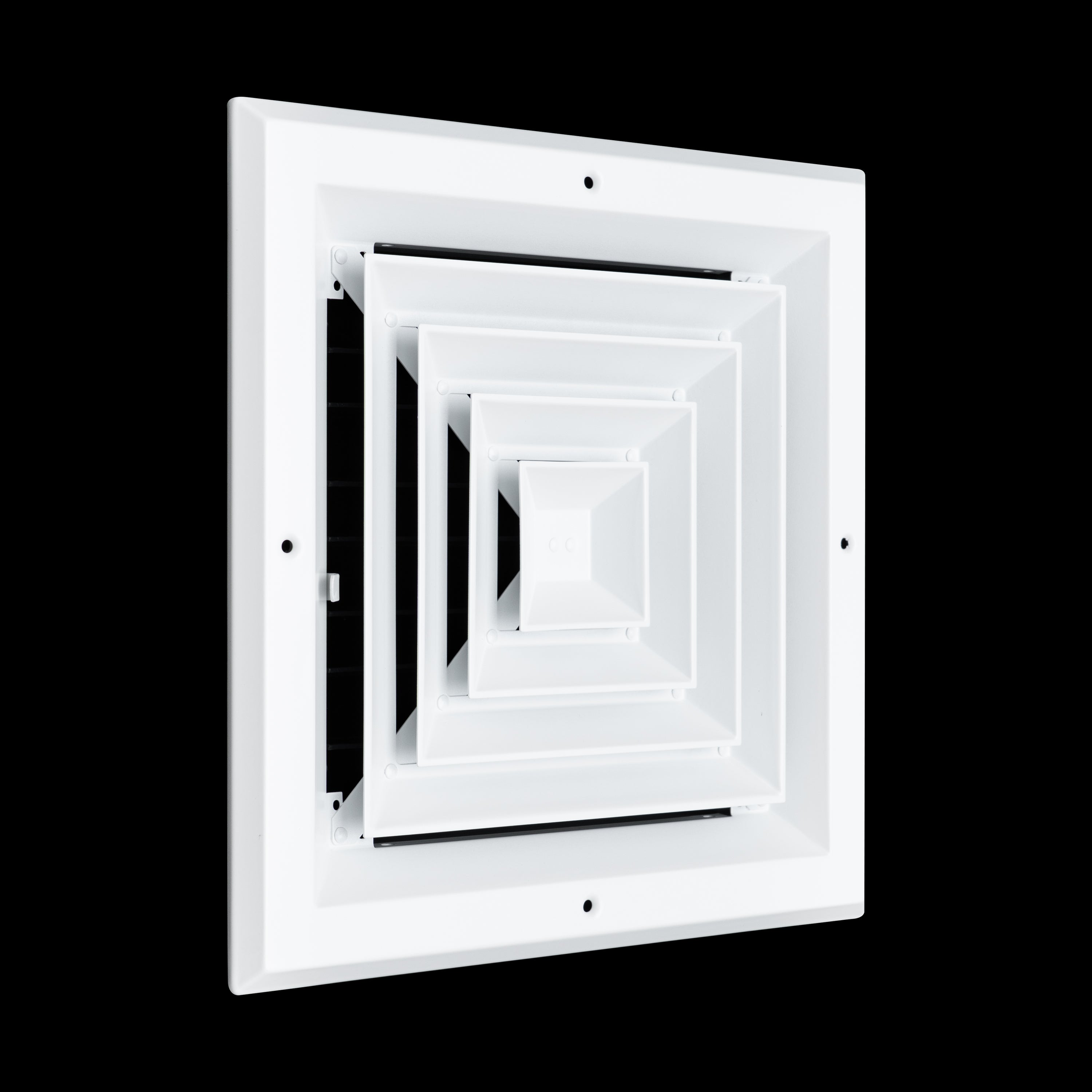 10 x 10-inch White Aluminum square ceiling diffuser, angled view
