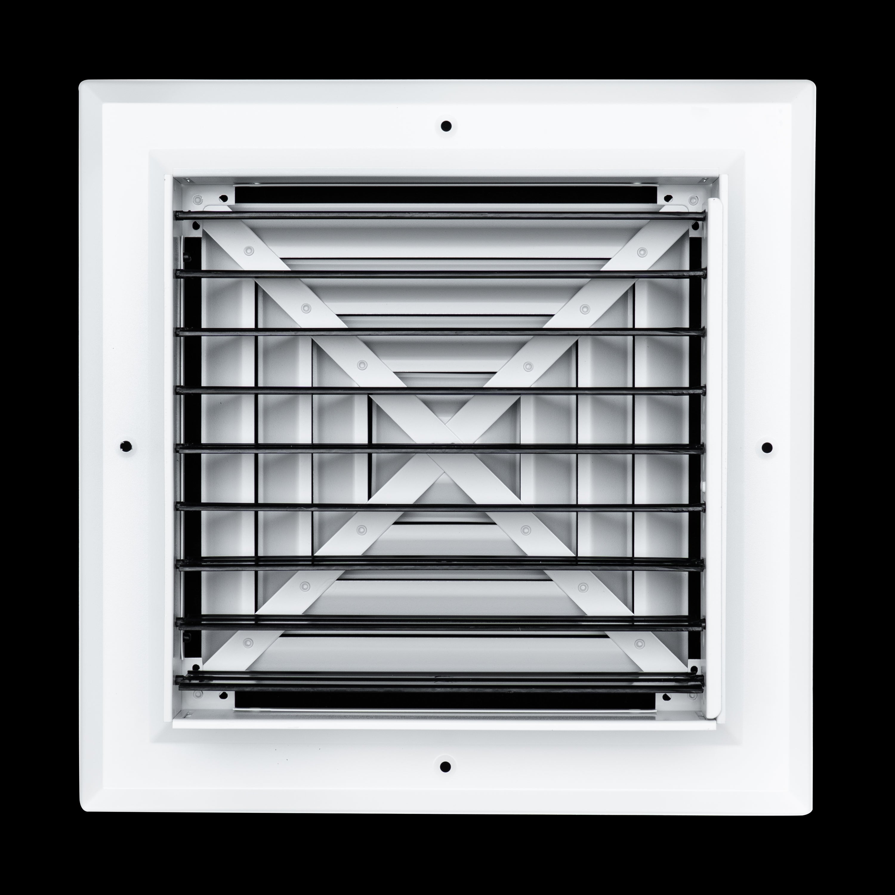 10 x 10-inch White Aluminum square ceiling diffuser, rear view