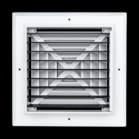 10 x 10-inch White Aluminum square ceiling diffuser, rear view