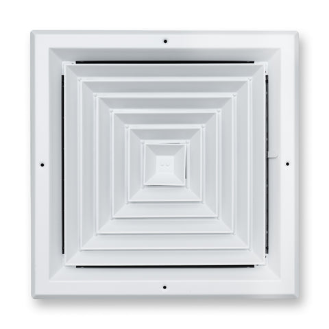 Fits 14x14 Duct Opening 4 WAY Aluminum Square Ceiling Diffuser | Register Vent Cover Grille for Ceiling | Rust Proof | White | Outer Dimensions: 15.75" X 15.75"