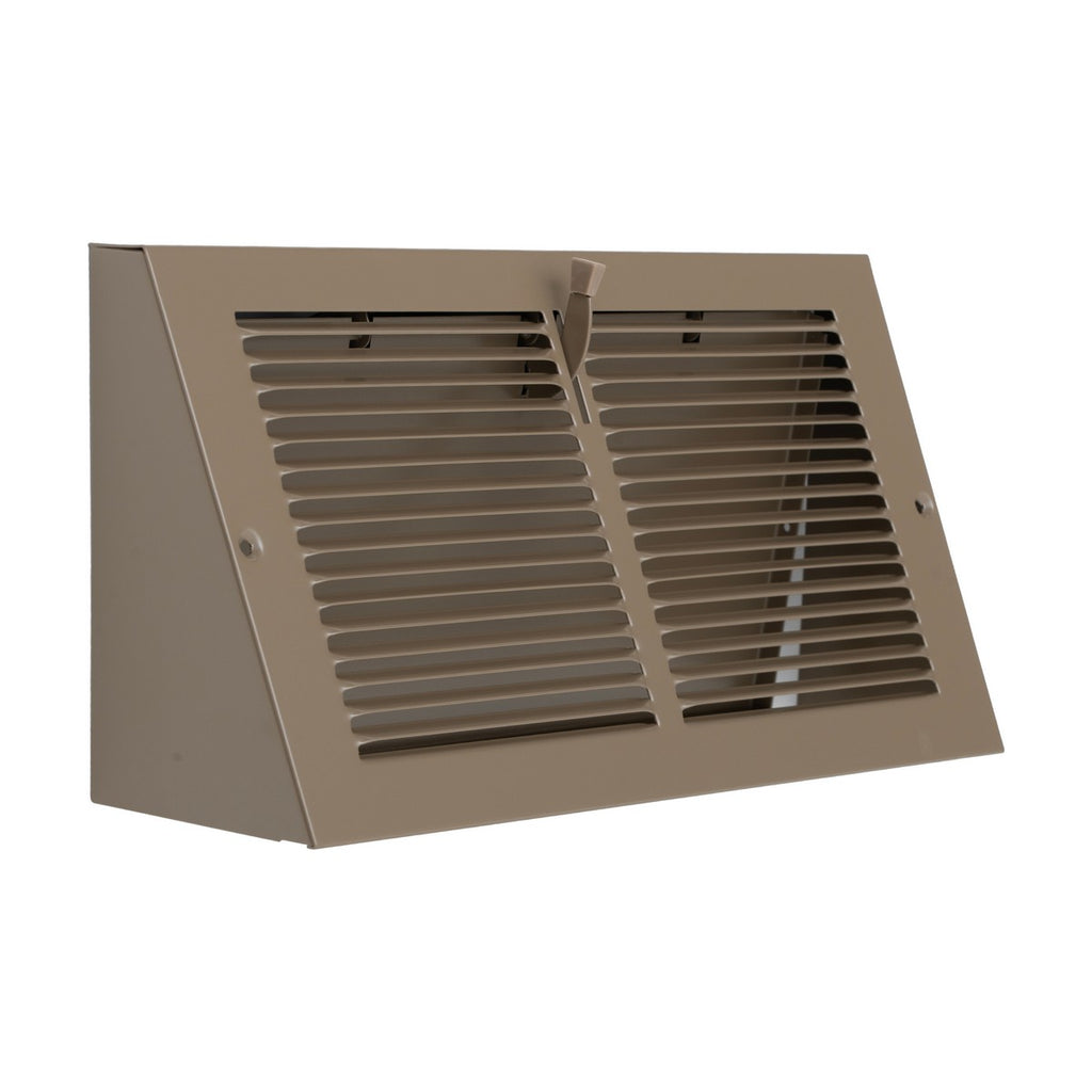 Fits 12x6 Duct Opening | Steel Triangular Baseboard Air Supply Grille with Damper| Air Register Vent Cover Grill | 3-13/16" Depth | Brown | Outer Dimensions: 13-3/4" x 6-5/8"