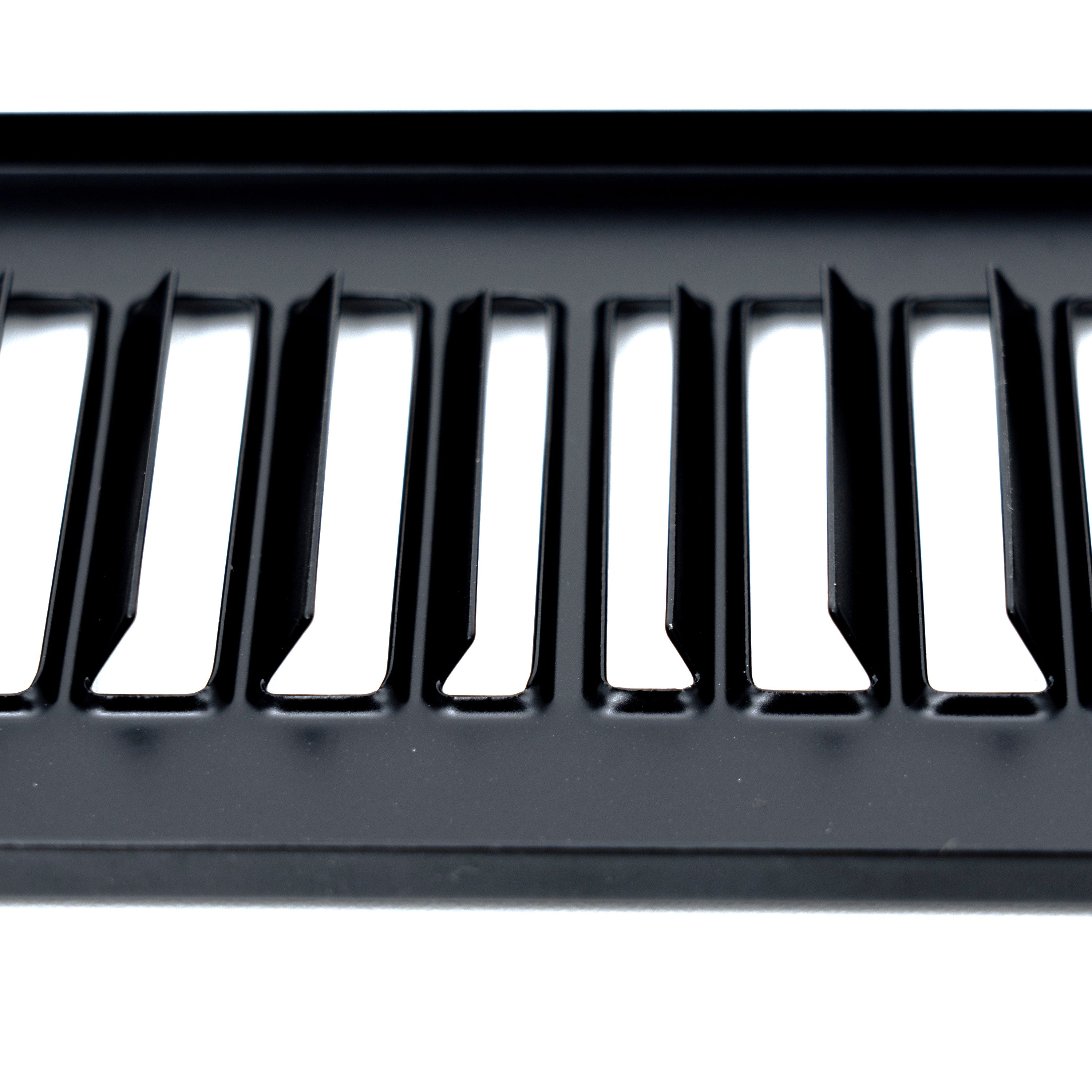 2 x 12-inch Black Steel toe kick register, louver detail