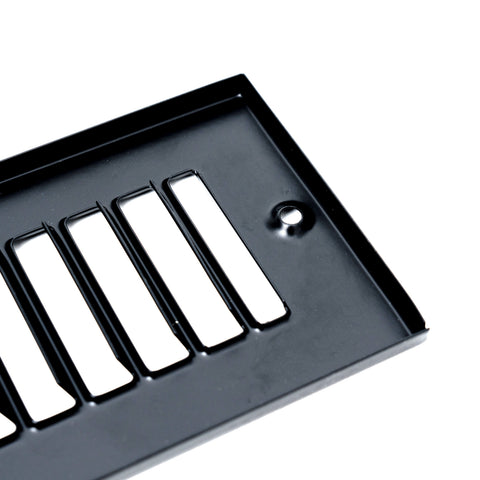 2 x 14-inch Black Steel toe kick register, frame corner detail